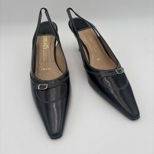 Amalfi Black Leather‎ Heels Timeless Elegance